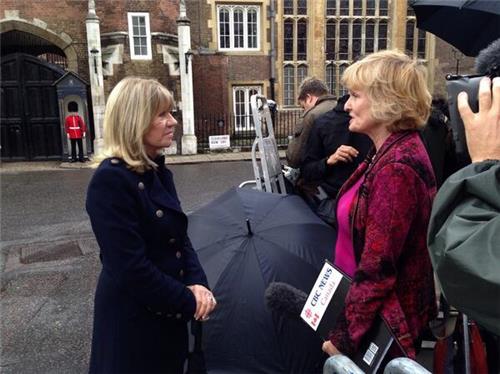 Former CBC London Bureau Chief Ann Macmillan in the field