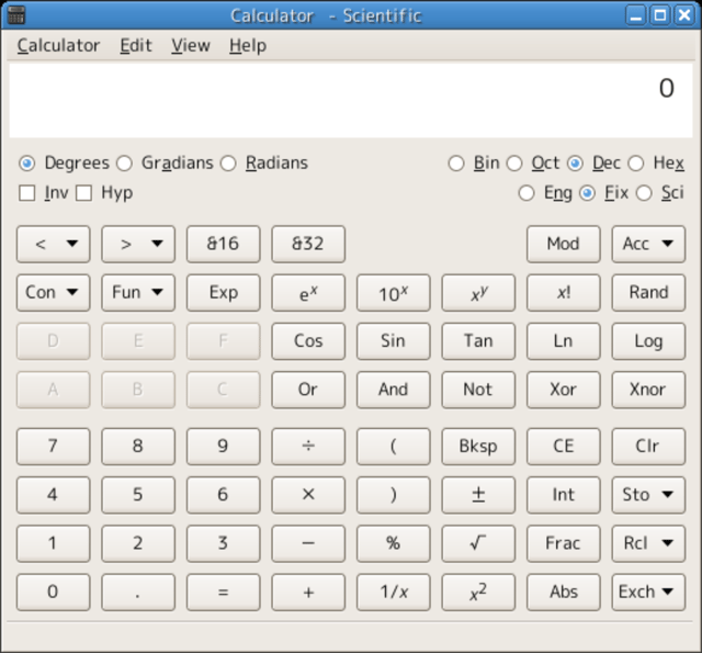 Example of an app: GCalctool, a software calculator