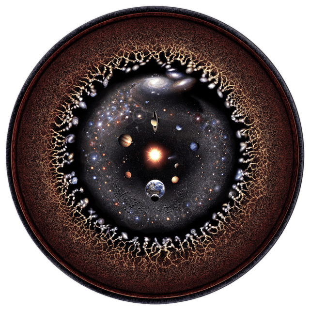 Representation of the observable universe on a logarithmic scale.