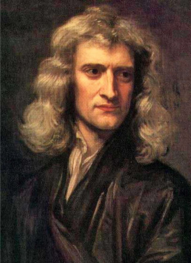Isaac Newton, shown here in a 1689 portrait, made seminal contributions to classical mechanics, gravity, and optics.
