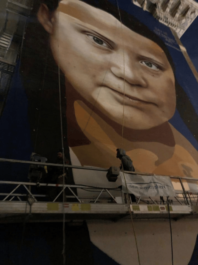 Andres Petroselli's depiction of Greta Thunberg in San Francisco
