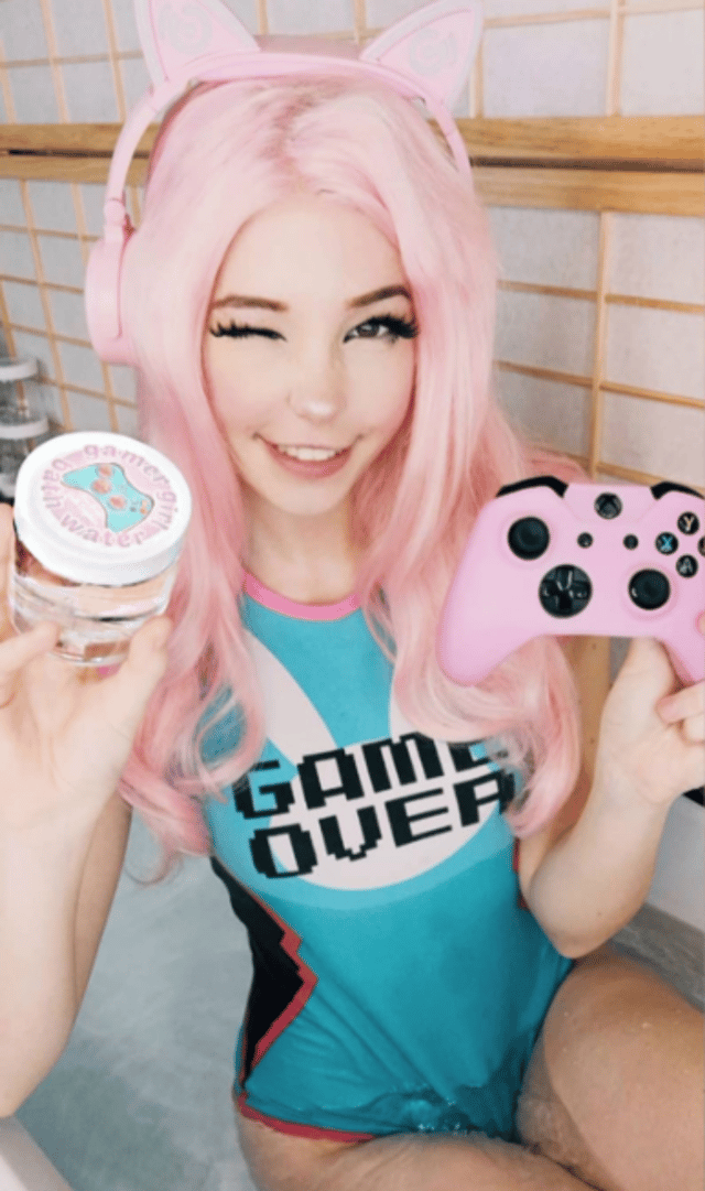 Belle Delphine with her famous bath water: