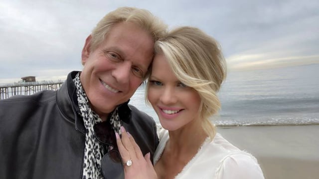Don Felder and Diane McInerney are pictured at the beach in Malibu, Calif., on their engagement day on Jan. 19, 2020.