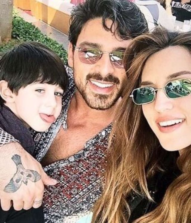 Rouba Saadeh with her husband and son