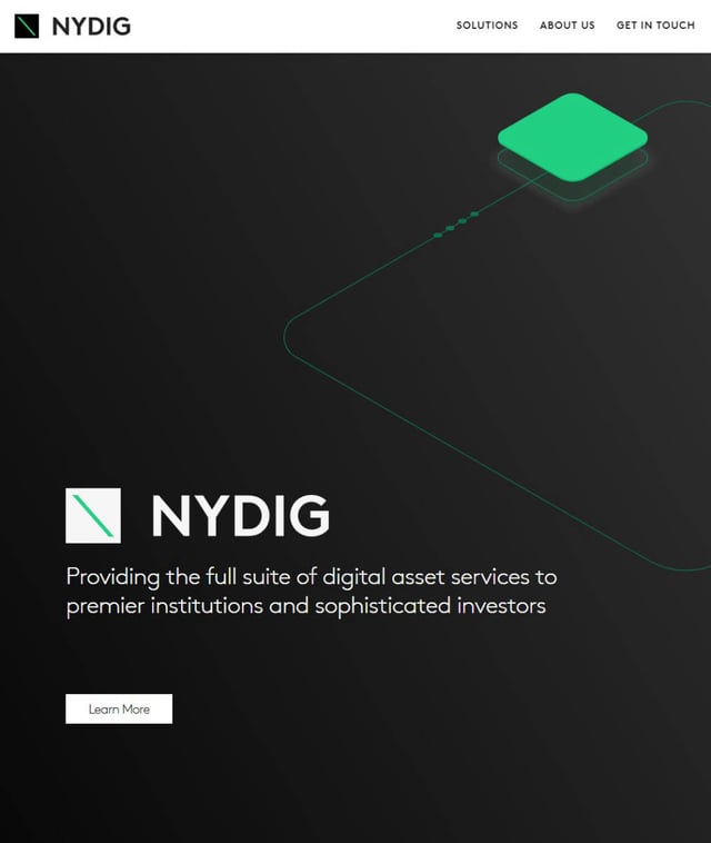 A screenshot of NYDIG's landing page.