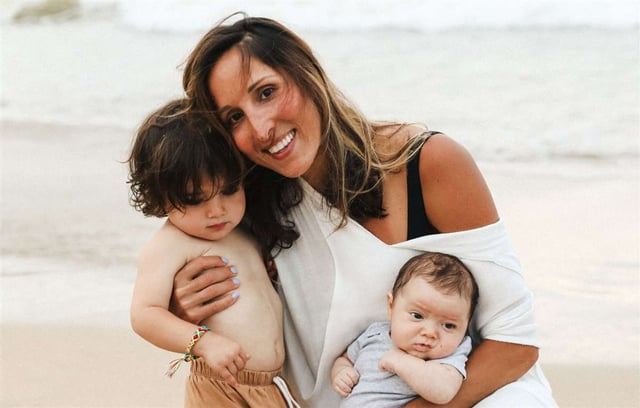 Yasmin Vossoughian with her sons Azur and Noor Clifford