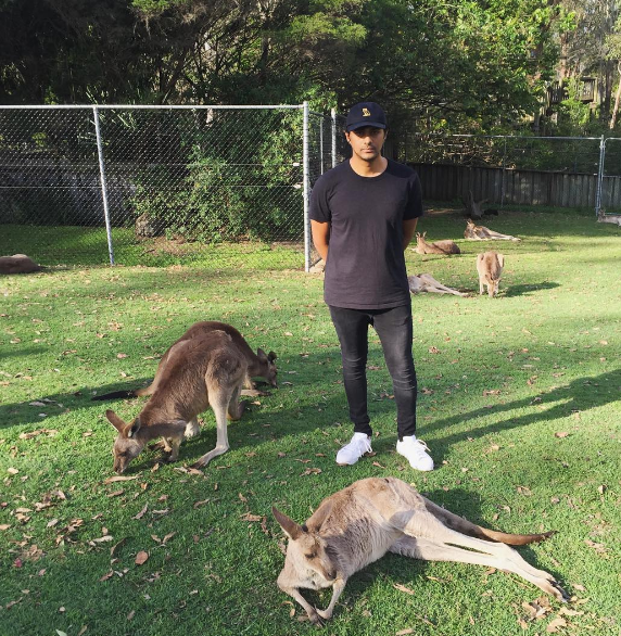 Jai Wolfe with some Kangaroos