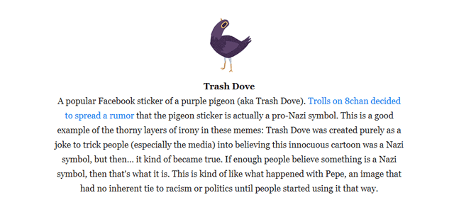 Screenshot of Buzzfeed Article that mentions Trash Dove as a symbol of the Alt-Right
