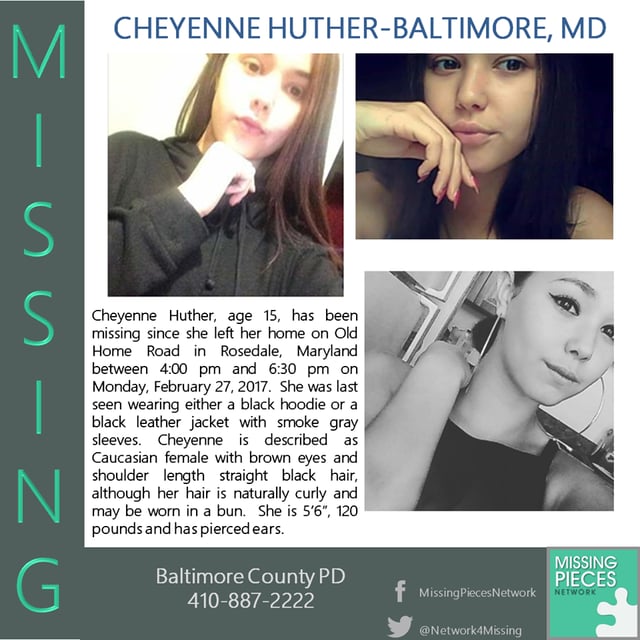 Missing Person Poster of Cheyenne Huther