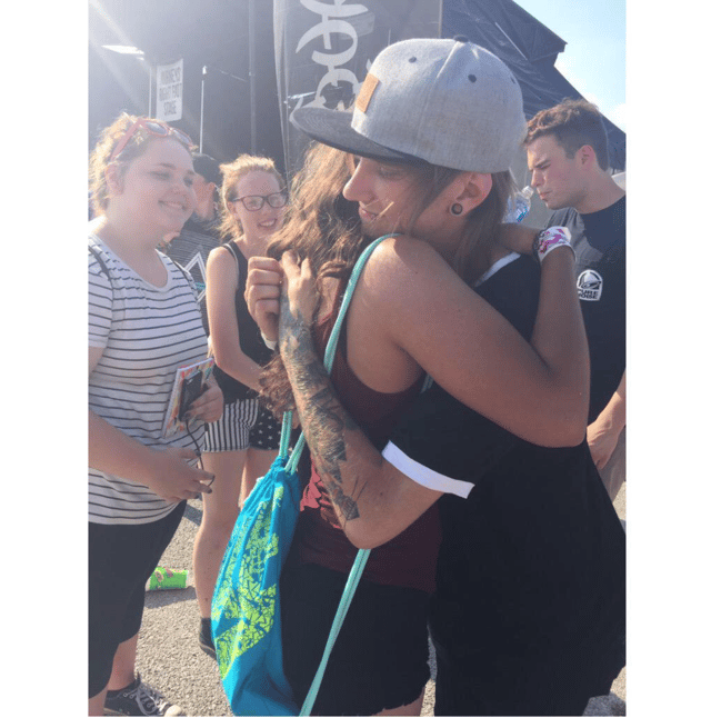 Photo of her daughter Brittany Coffland at a concert she took her to.