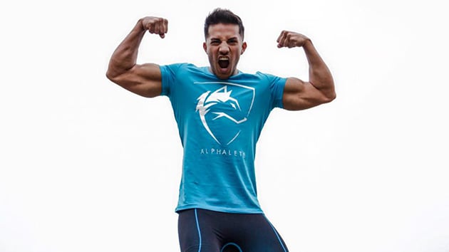 Christian Guzman wears his apparel from his clothing line, Alphalete