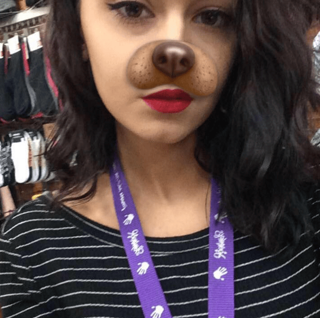 Olivia McIntosh using a Snapchat filter
