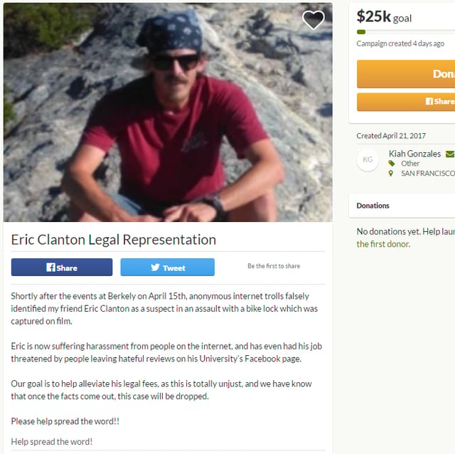 GoFundMe set up for Eric with no donations