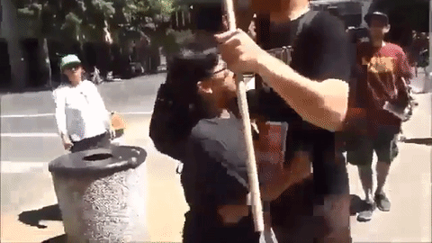 Yvette and company assaulting a protester at the 2016 Sacramento riot