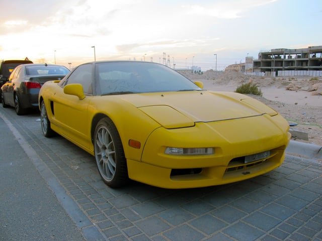 The abandoned Acura NSX before it was impounded by police