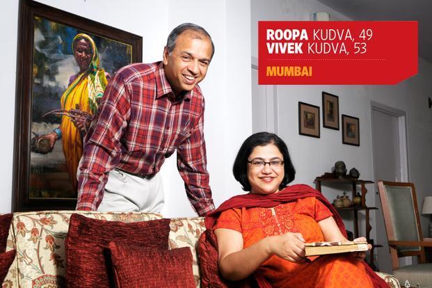 Roopa and her husband Vivek Kudva at their home in Worli, Mumbai