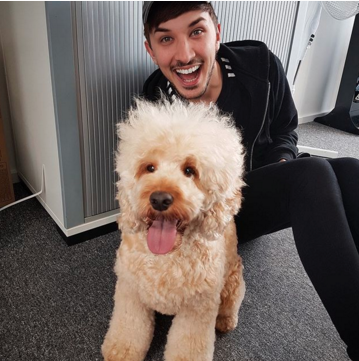 Hett with his dog.