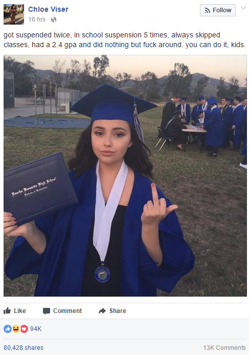 Chloe graduating from high school