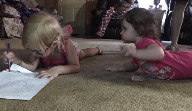 Brynn and Addyson playing together.