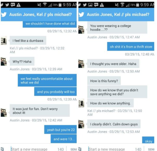Messages Austin Jones sent to Brianna Lynn trying to get her to twerk for him, when she was only 13