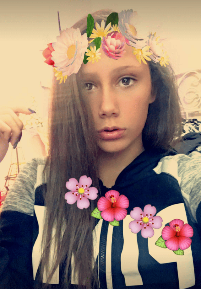 Selfie of Madison where she used the Snapchat feature.
