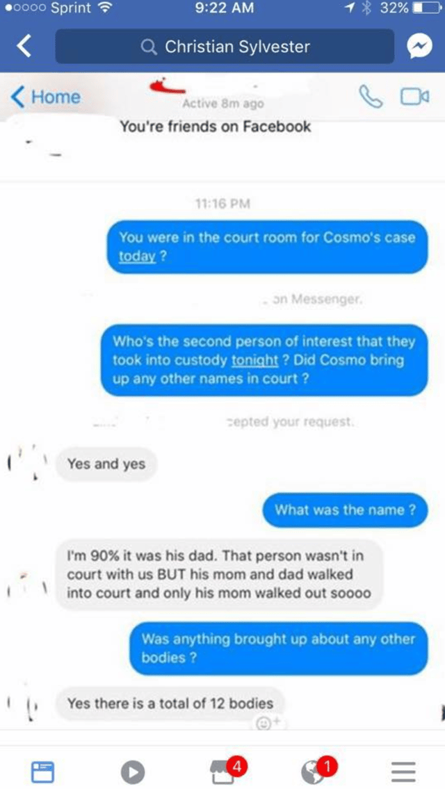 Text message from a close family friend of the DiNardo's who was present in court.