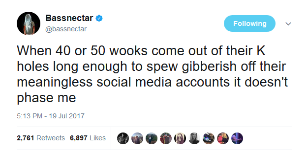 Bassnectar's tweet about wooks