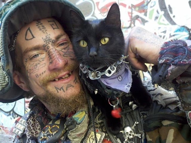 A wook and his cat