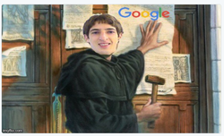 Damore as Martin Luther with the 95 theses