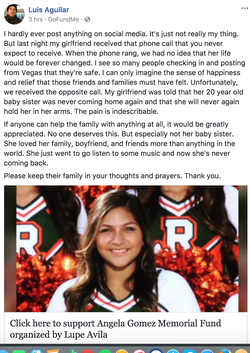 Facebook post made on the Facebook of the boyfriend of Angela Gomez' sister.