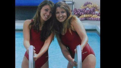 Andrea Castilla (left) with her swimming teammate Jazmine Rayner-Cullum (right), pictured in 2007
