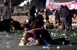 The photo of Matthew Cobos where he is seen shielding a woman from gunshots at the Las Vegas shooting.