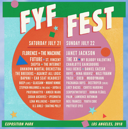 FYF Fest flyer for the 2018 festival that features Cuco as one of the artists.