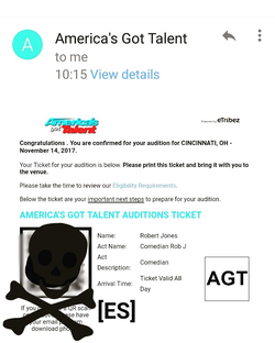 Amerir tvcans Got Talent Audition Email Source *Note -"I have blocked my personal scancode with a skull sticker