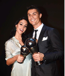 Photo of Georgina Rodriguez with Cristiano Ronaldo.