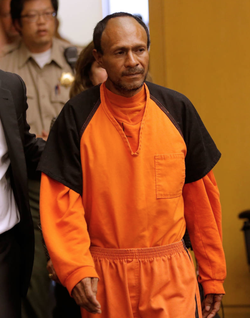 Jose Ines Garcia Zarate wearing his orange jumpsuit in court.
