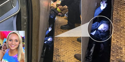 The photo of Rikke Bukh while she was stuck underneath the train.