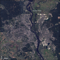 Landsat 7 image of Kiev and the Dnieper.