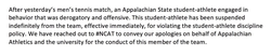 Appalachian State University response to Spencer's actions