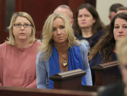Photo of Tami Bella sitting up front during the trial concerning the murder of daughter Nicole Lovell.
