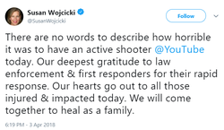 Susan Wojcicki's tweet post-YouTube shooting