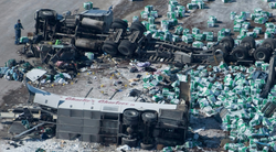Image of the Bus and the Truck from the collision that took the lives of 14 people including Darcy Haugen.