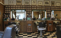 The barbershop where Adrian Wood works.