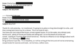 Email shared by Reah Bravo that shows her exchange with Charlie Rose.