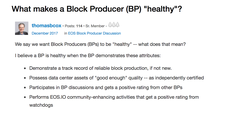 A healthy Block Producer on EOS.