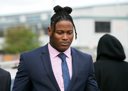Reuben Foster walking to the Santa Clara Hall of Justice on Thursday May 17, 2018