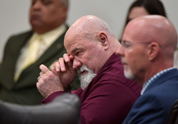 Franklin Gebhardt crying after being convicted of all counts in the murder of Timothy Coggins.