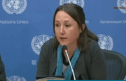 Eva Bartlett speaking at the United Nations