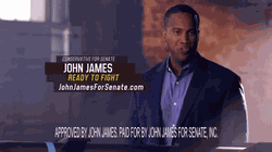 John James in a campaign ad