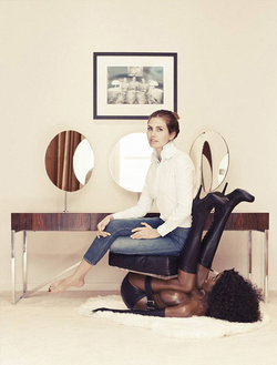 Dasha Zhukova posing on Melgaard's "black chair".